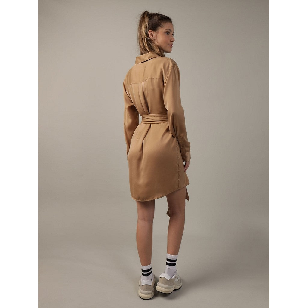 เดรสผู้หญิง Silk Ls Shirt Dress