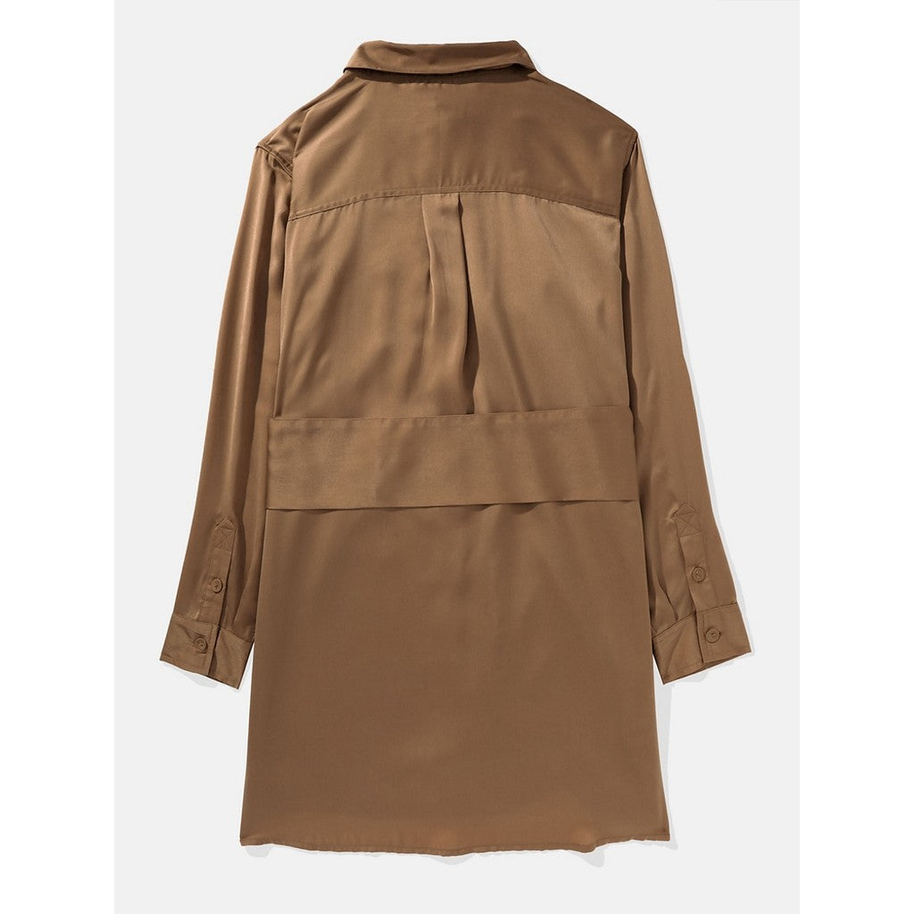เดรสผู้หญิง Silk Ls Shirt Dress