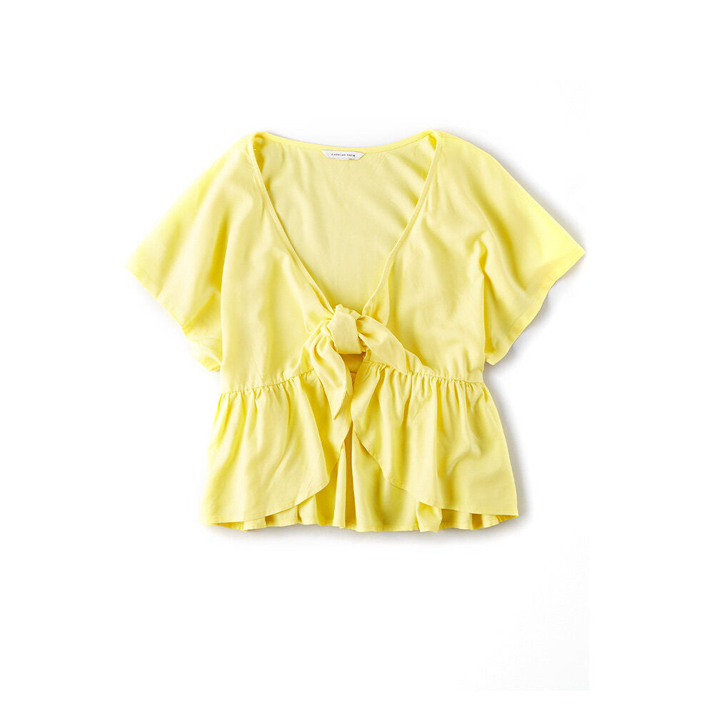 เสื้อเบลาส์ผูกด้านหน้า Stripe Tie Front Top