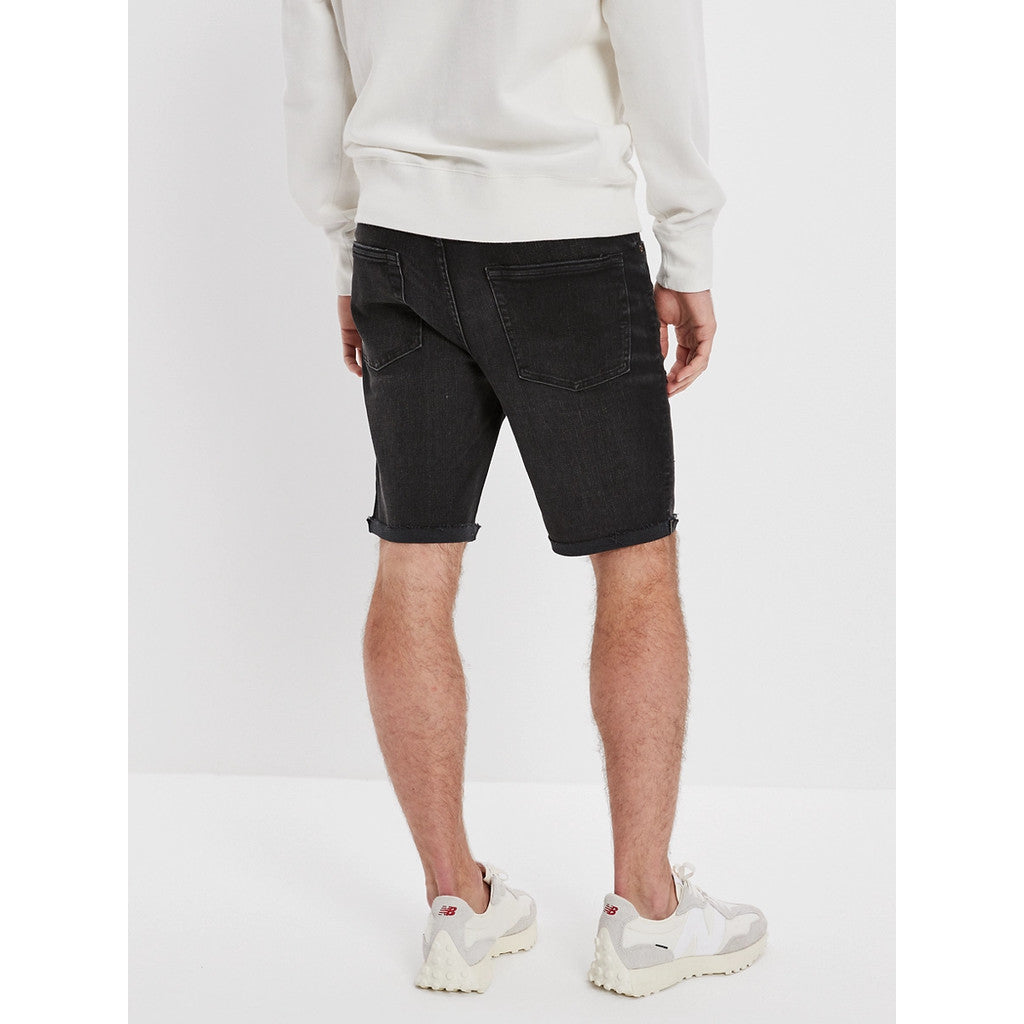 กางเกงยีนส์ขาสั้นผู้ชาย Black Wash W/ Destroy Denim Cutoff Short