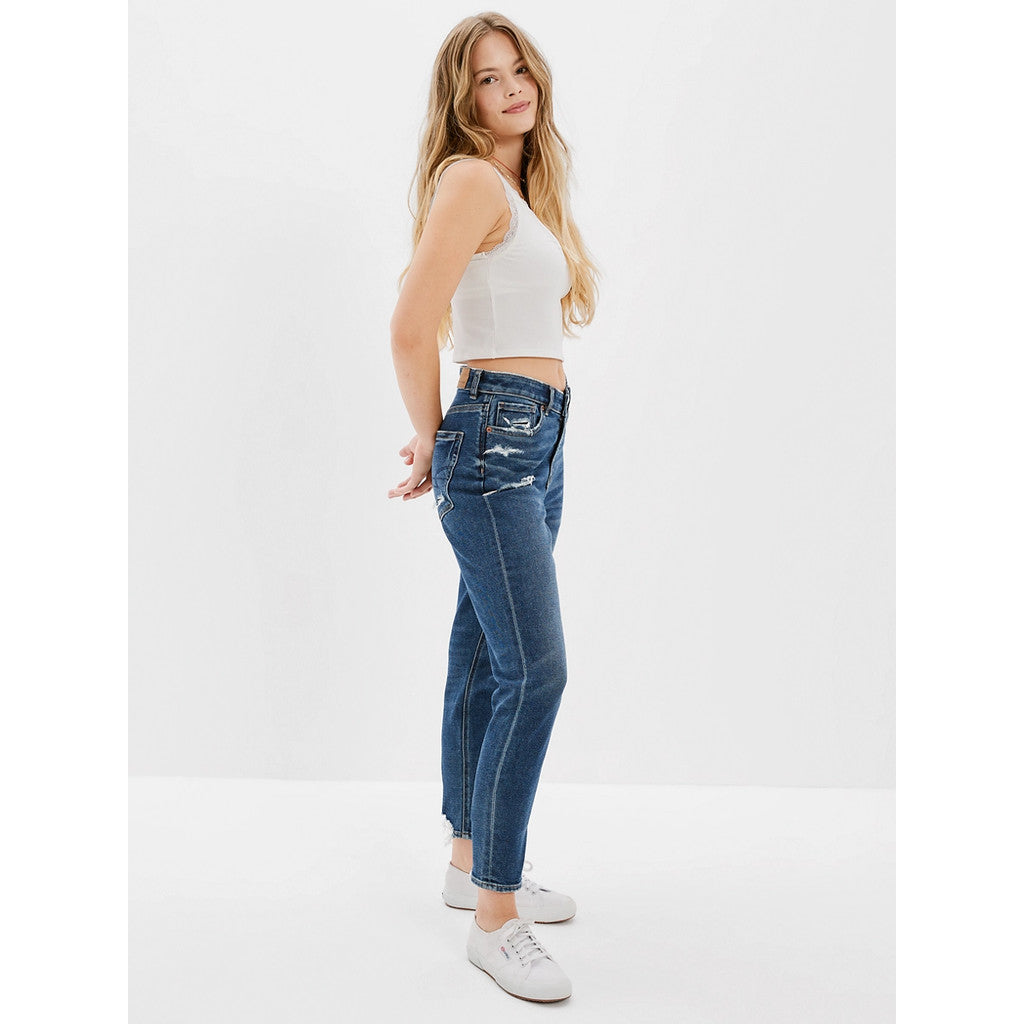 กางเกงยีนส์ผู้หญิง V-Rise Mom Jeans