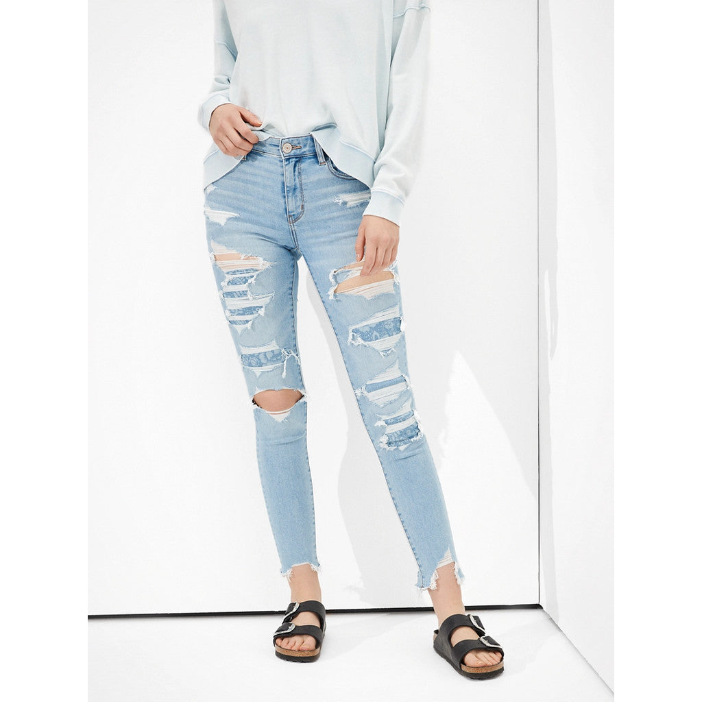 กางเกงยีนส์เจกกิ้งเอวสูงผู้หญิง Hi-Rise Jegging Crop