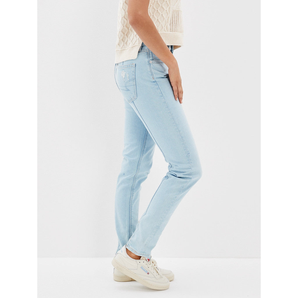 กางเกงยีนส์ผู้หญิง 90S Skinny Jeans - Zipper Hem