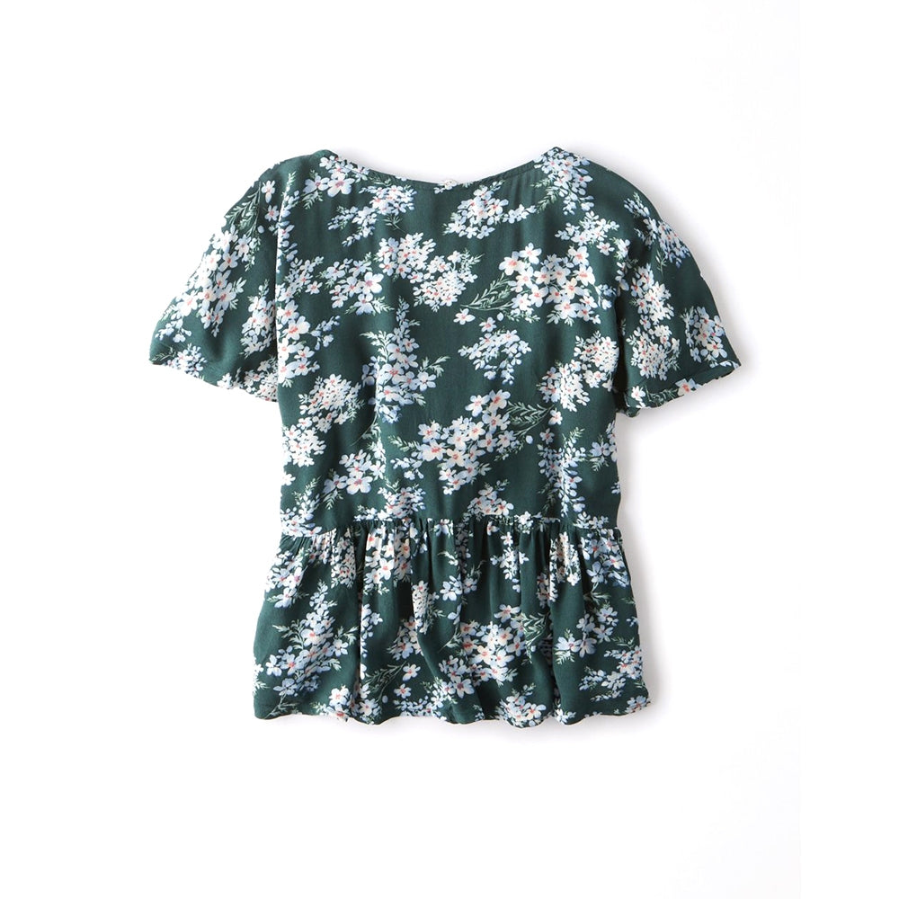 เสื้อเบลาส์ผูกด้านหน้า Tie Front Flutter Sleeve
