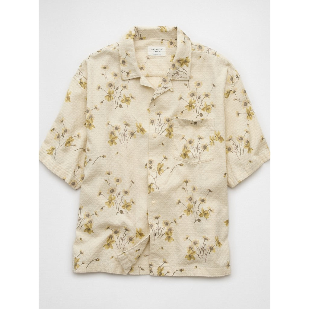 เสื้อเชิ้ตผู้ชาย Ss Oversized Camp Collar Tutor Dobby Print