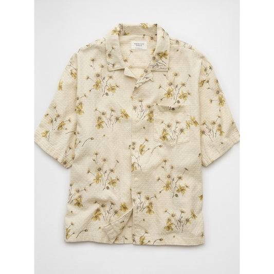 เสื้อเชิ้ตผู้ชาย Ss Oversized Camp Collar Tutor Dobby Print