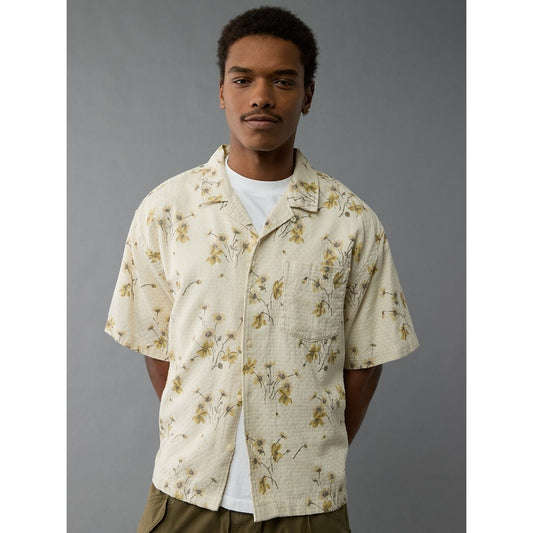 เสื้อเชิ้ตผู้ชาย Ss Oversized Camp Collar Tutor Dobby Print