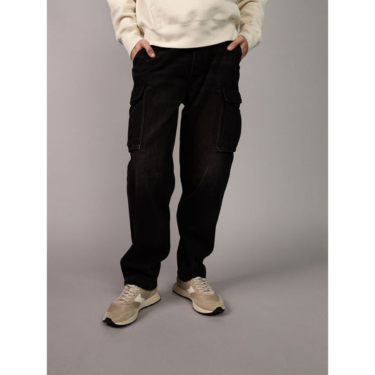 กางเกงยีนส์ผู้ชาย Intl Exclusive Black Athletic Loose Cargo