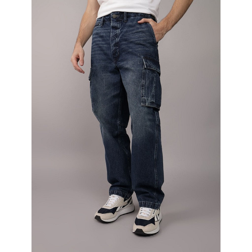 กางเกงยีนส์ผู้ชาย Intl Exclusive Dark Cargo Athletic Loose