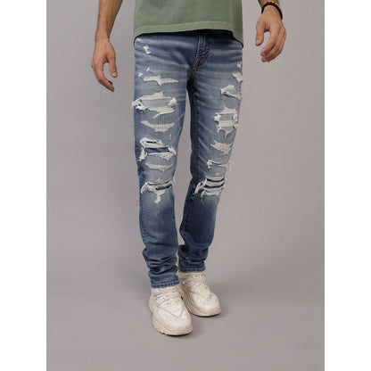 กางเกงยีนส์ผู้ชาย Intl Exclusive Medium W/ Destroy & Glueback  Mending Skinny