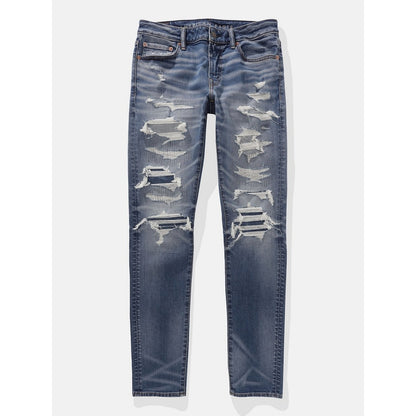 กางเกงยีนส์ผู้ชาย Intl Exclusive Medium W/ Destroy & Glueback  Mending Skinny