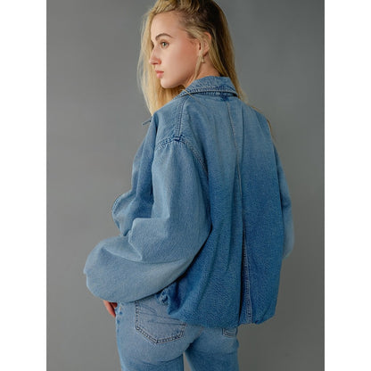 เสื้อแจ็คเก็ตผู้หญิง  Denim Bubble Bomber