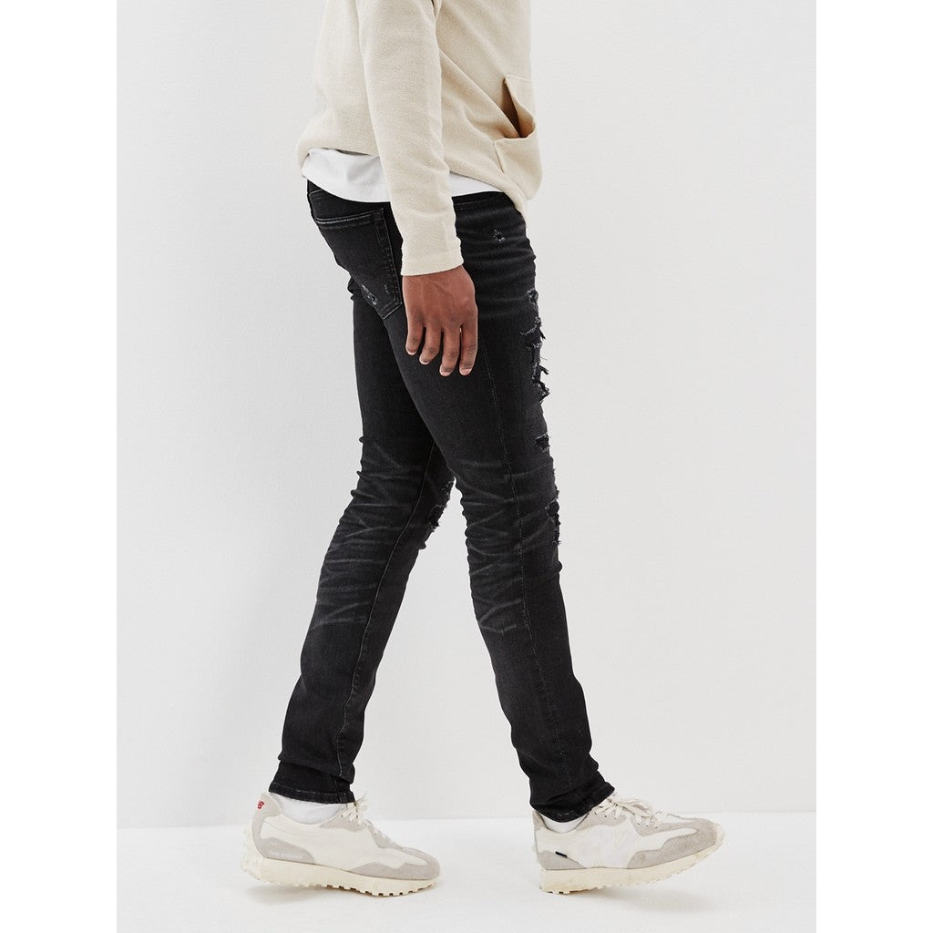 กางเกงยีนส์ผู้ชาย Black Destroy Skinny Fit