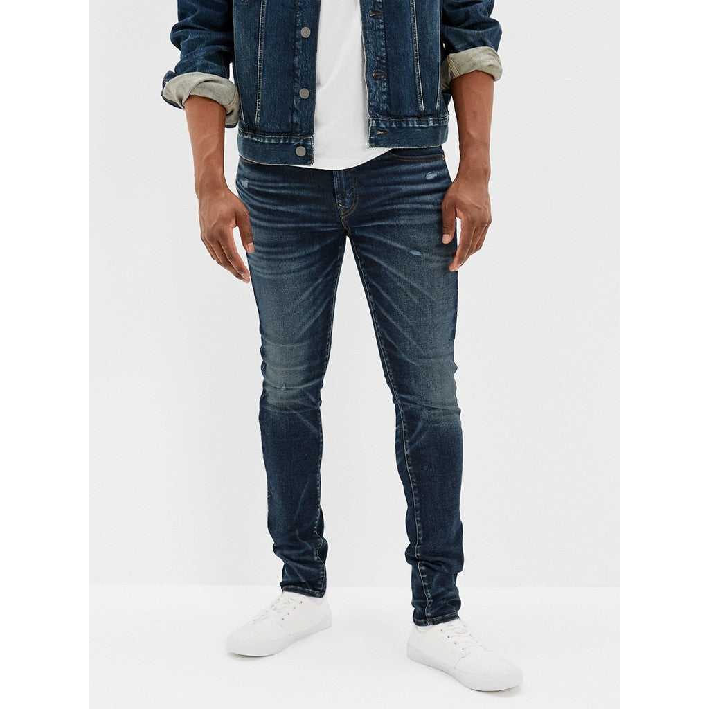 กางเกงยีนส์ผู้ชาย Dark Destroy Wash Skinny Fit