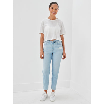 กางเกงยีนส์ผู้หญิง V-Rise Mom Jeans