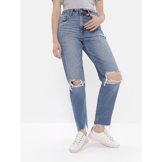 กางเกงยีนส์ผู้หญิง Mom Straight Jeans - Intl