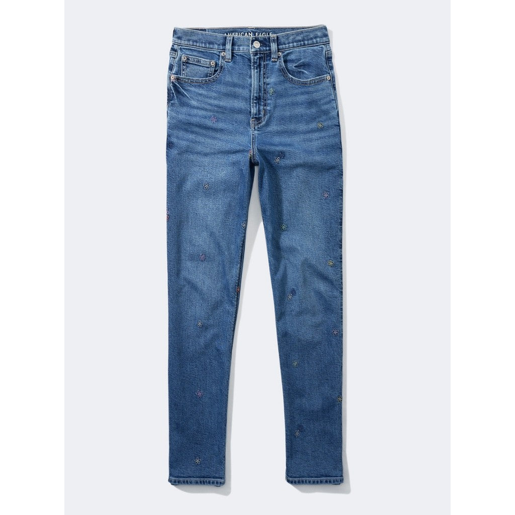 กางเกงยีนส์ผู้หญิง Embroidered Highest Rise 90S Boyfriend Jeans