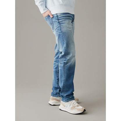 กางเกงยีนส์ผู้ชาย Medium Destroy Slim Straight