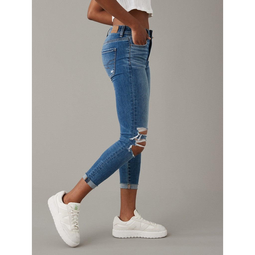 กางเกงยีนส์เจกกิ้งเอวสูงผู้หญิง High Rise Jegging Crop