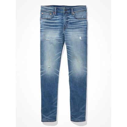 กางเกงยีนส์ผู้ชาย Medium Destroy Slim Straight