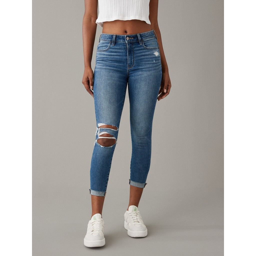 กางเกงยีนส์เจกกิ้งเอวสูงผู้หญิง High Rise Jegging Crop