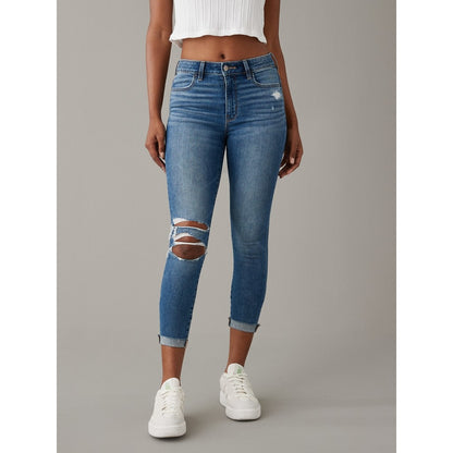 กางเกงยีนส์เจกกิ้งเอวสูงผู้หญิง High Rise Jegging Crop