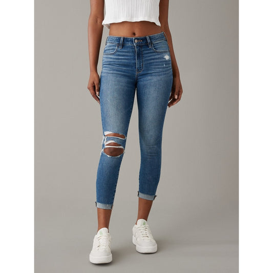 กางเกงยีนส์เจกกิ้งเอวสูงผู้หญิง High Rise Jegging Crop