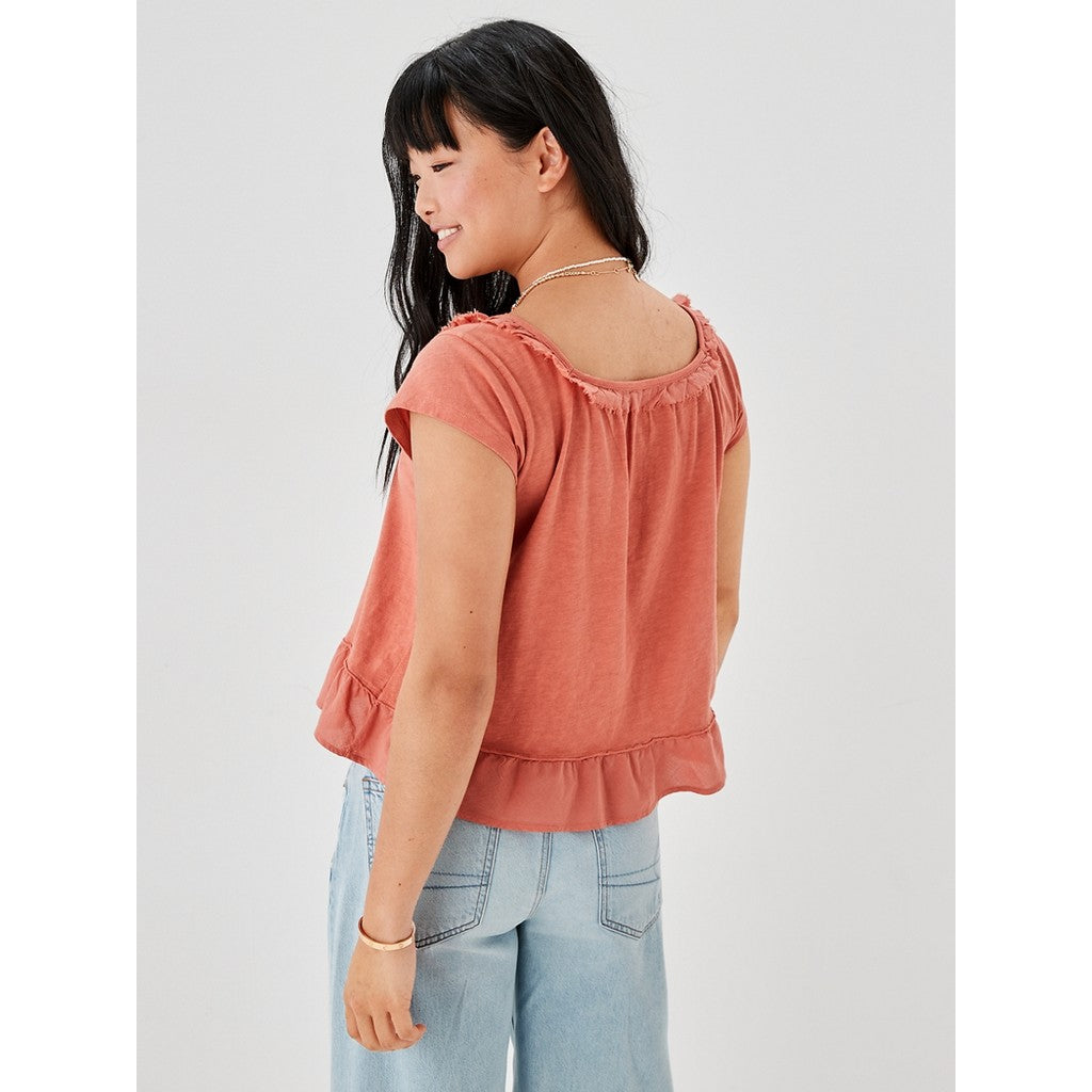 เสื้อเบลาซ์ผู้หญิง 8250 Square Neck Ruffle Swing Tee W Wash