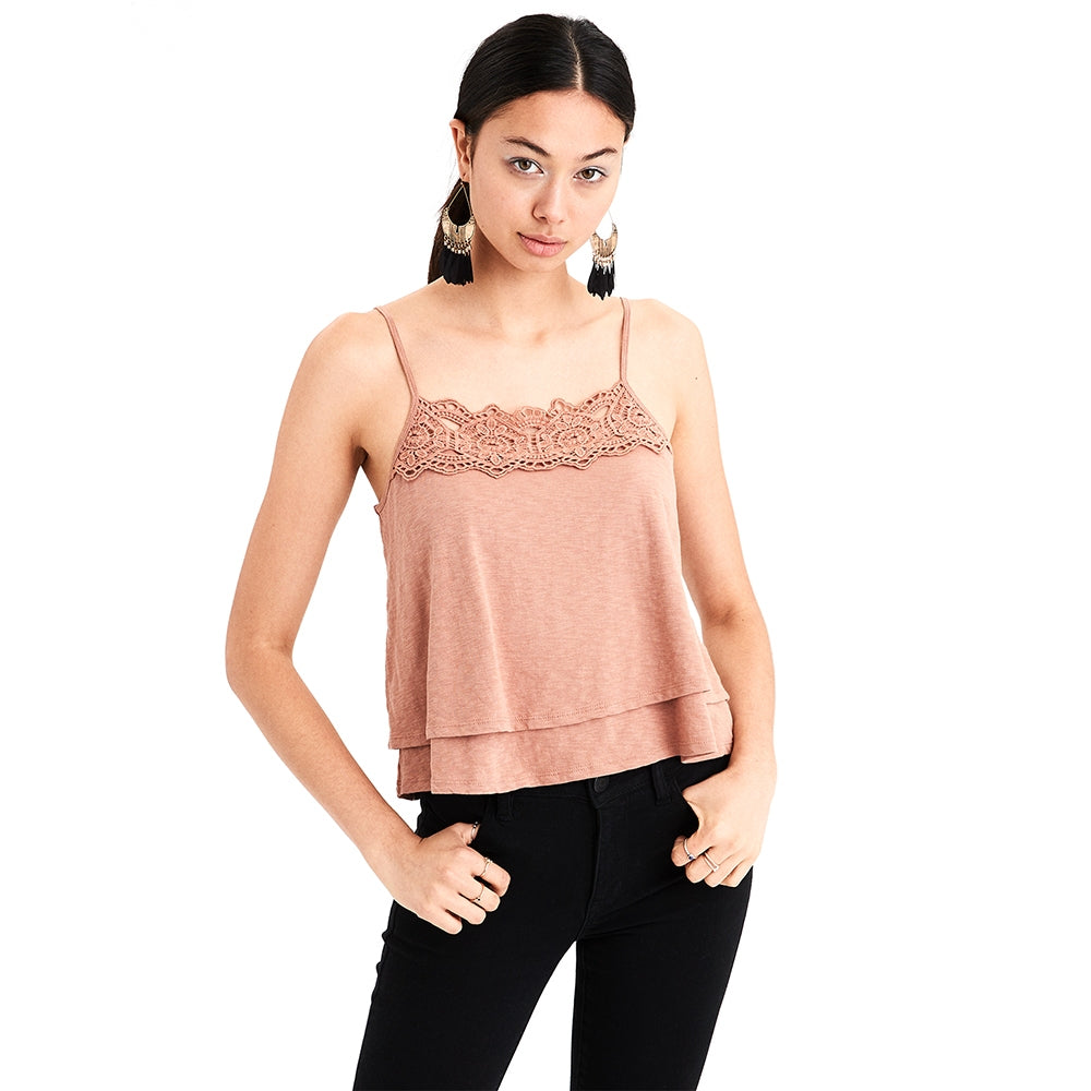 Double Tier Crochet Crop Tank Top