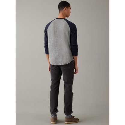 เสื้อยืดผู้ชาย K-3369 Ls Duofold Henley Raglan