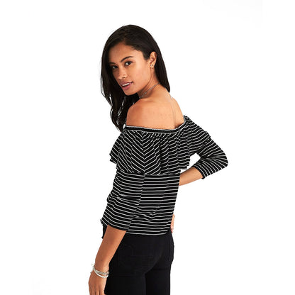 Off The Shoulder Stripe T-Shirt