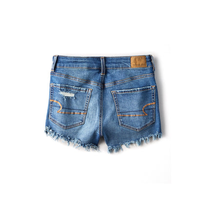 Medium Exposed Shanks Hr Shortie Fray High Waisted Jeans Shorts