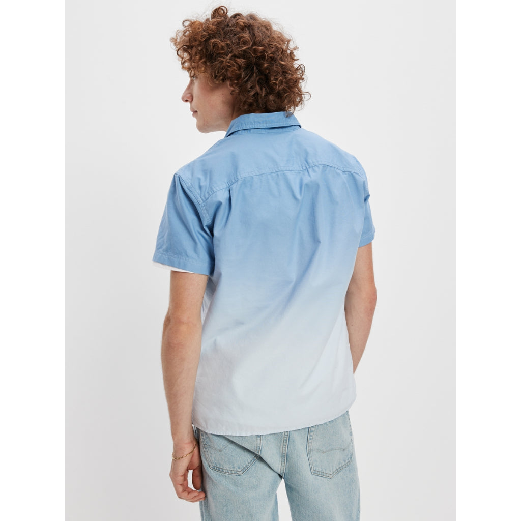 เสื้อเชิ้ตผู้ชาย Ss Oxford Blue Tidal Dip Dye