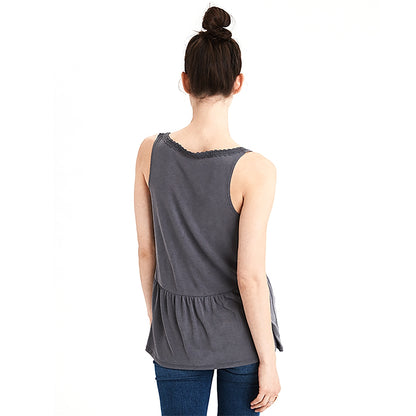 V Nk Oversized Peplum Sueded Tank Top