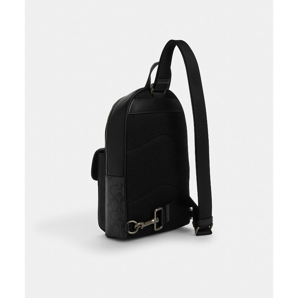 กระเป๋าคาดอกผู้ชาย รุ่น Turnlock Sling Pack In Signature Canvas