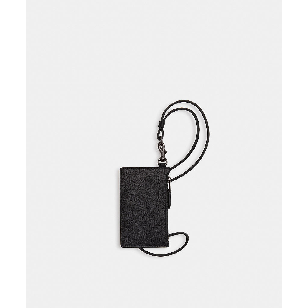 กระเป๋าใส่บัตรพร้อมสายคล้องคอผู้ชาย รุ่น Zip Lanyard Card Case In Signature Canvas