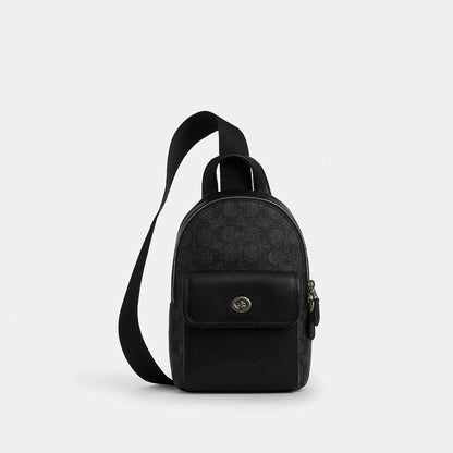 กระเป๋าคาดอกผู้ชาย รุ่น Small Turnlock Sling Pack In Signature Canvas