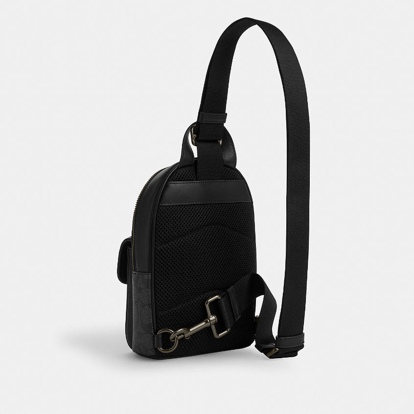 กระเป๋าคาดอกผู้ชาย รุ่น Small Turnlock Sling Pack In Signature Canvas