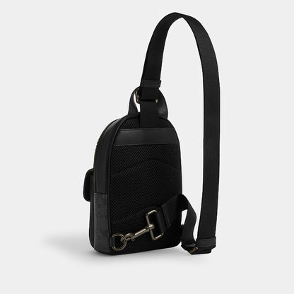 กระเป๋าคาดอกผู้ชาย รุ่น Small Turnlock Sling Pack In Signature Canvas