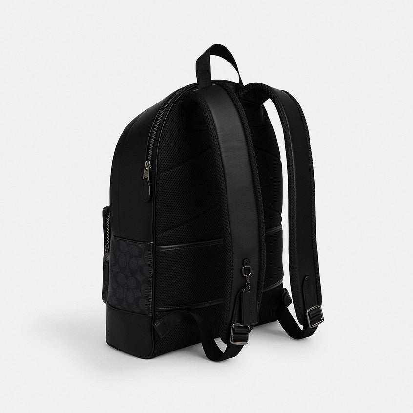 กระเป๋าเป้ผู้ชาย รุ่น West Backpack In Signature Canvas With Varsity Stripe