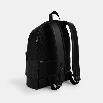 กระเป๋าเป้ผู้ชาย รุ่น West Backpack In Signature Canvas With Varsity Stripe