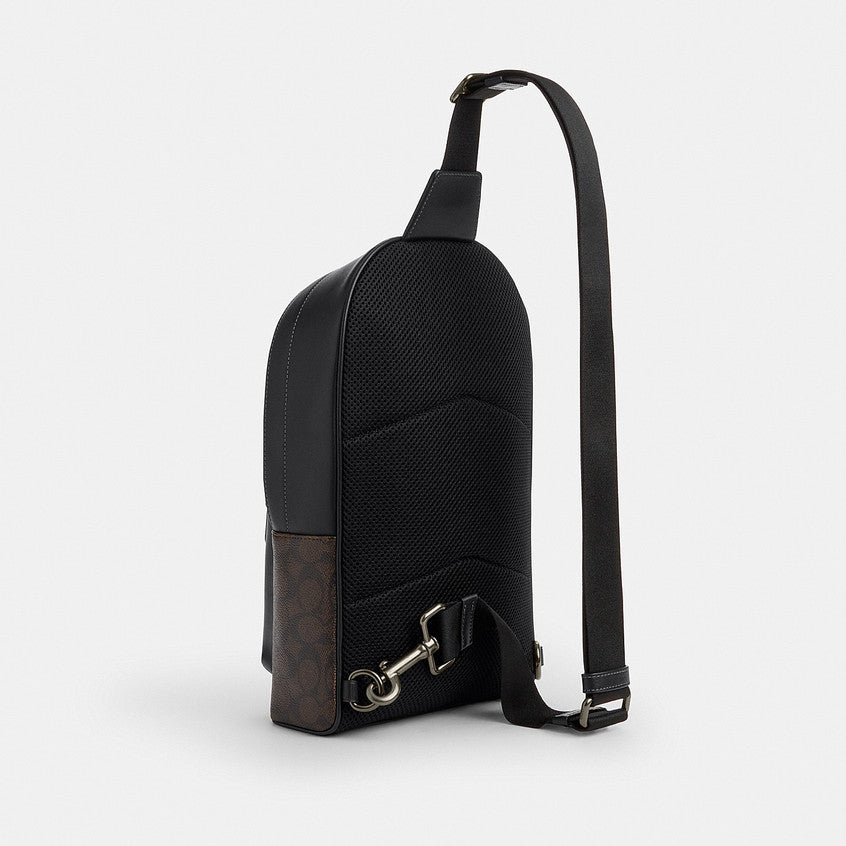 กระเป๋าคาดอกผู้ชาย รุ่น West Pack In Signature Canvas With Varsity Graphic