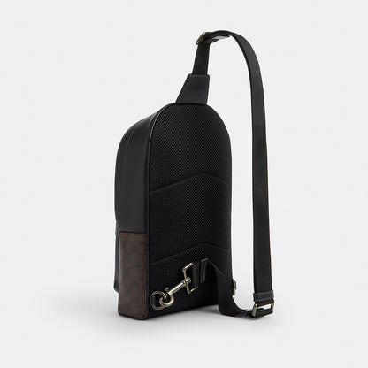 กระเป๋าคาดอกผู้ชาย รุ่น West Pack In Signature Canvas With Varsity Graphic